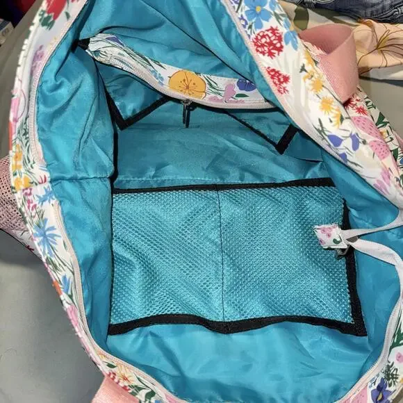 Esvan water resistant Floral Print Tote Bag with Pink Handles - Picture 3 of 6